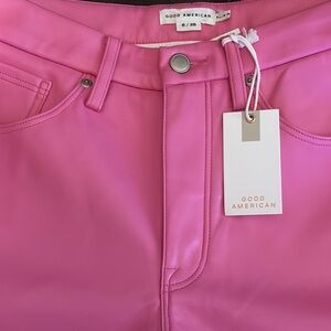 Good American Pink Jeans with Bold Color and Smooth Finish